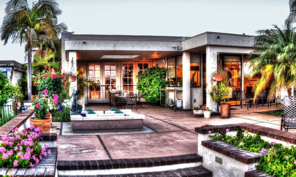 pool outside a house